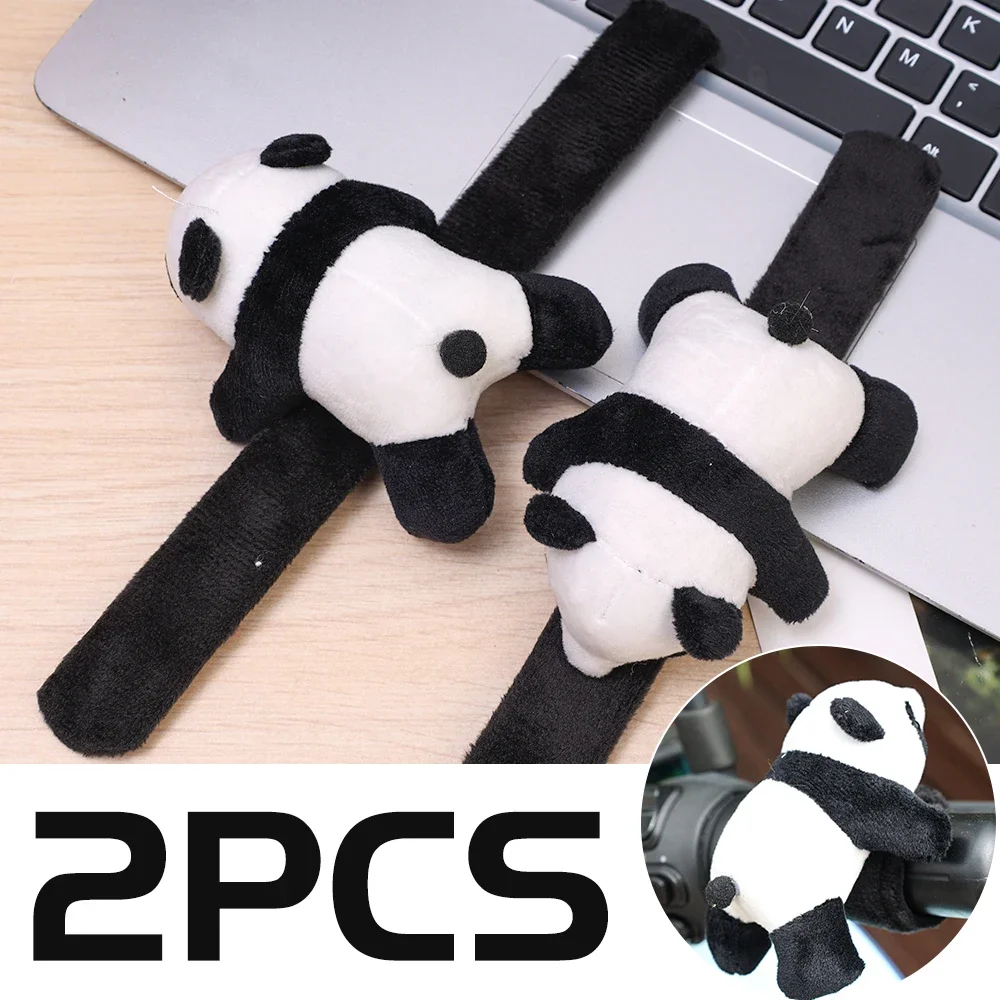 Cute Panda Pendant Motorcycle Bike Handle Rearview Mirror Rod Decor Pendant Panda Doll Plush Papa Circle Wrist Accessories Gifts