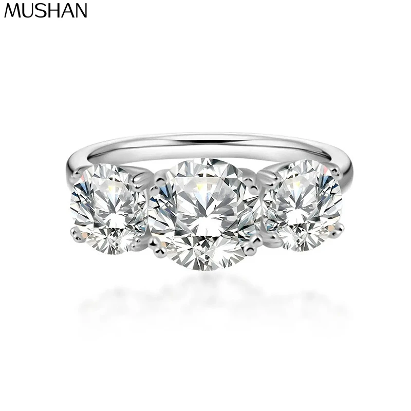 

MS Luxury Jewelry 925 Sterling Silver Rings D Color VVS Moissanite Diamond Ring Band Women Rhodium Plated MST Patent Jewelry