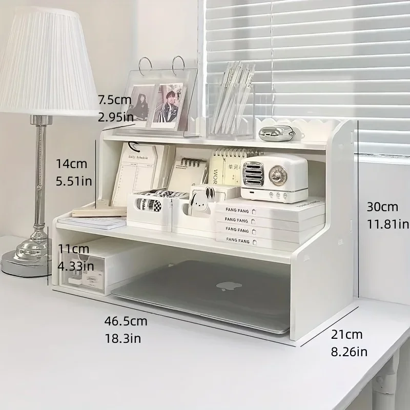 Upgraded Thickened Double-layer Heightening Desktop Rack, Dormitory Office Cosmetic Stationery Book Storage And Finishing Rack