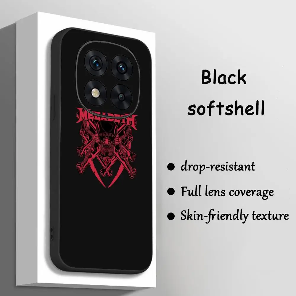 Funda de Teléfono de la Banda de Heavy Metal Mega-deths, Funda Protectora Negra Suave para Redmi Note15 11 12 13 14Pro Plus S 5G 14C A3