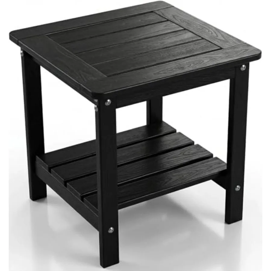 

Adirondack Outdoor Side Table 2-Tier HDPE Outdoor End Table Weather Resistant Easy Maintenance Small Patio Side Table for Patio