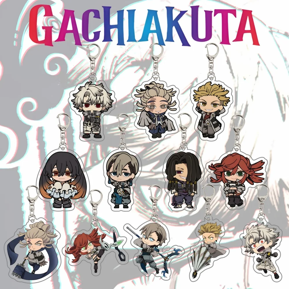 Anime GACHIAKUTA Rudo Enjin Zanka Riyo Jabber Komplettes Set Acryl-Schlüsselanhänger Anhänger Ketten für Taschenzubehör Fangeschenk