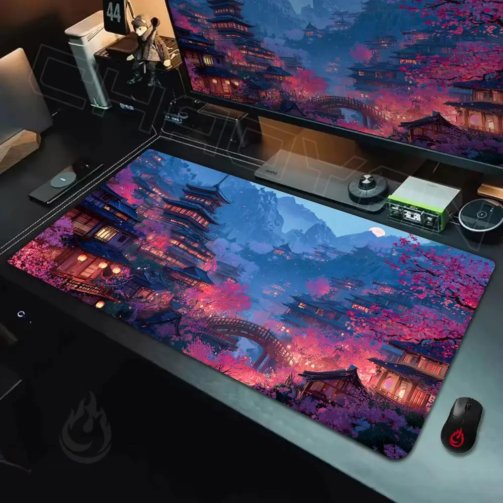 Moonlit Mountain City Mouse Pad Desk Mat Large Computer Office Carpet xxl mousepad Gamer gaming pc accessories Keyboard Rug