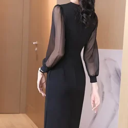 Spring Autumn Dresses for Women A Line Black Woman Long Sleeve Dress Full Harajuku Elegant Luxury New In Chic On Sale Clearance