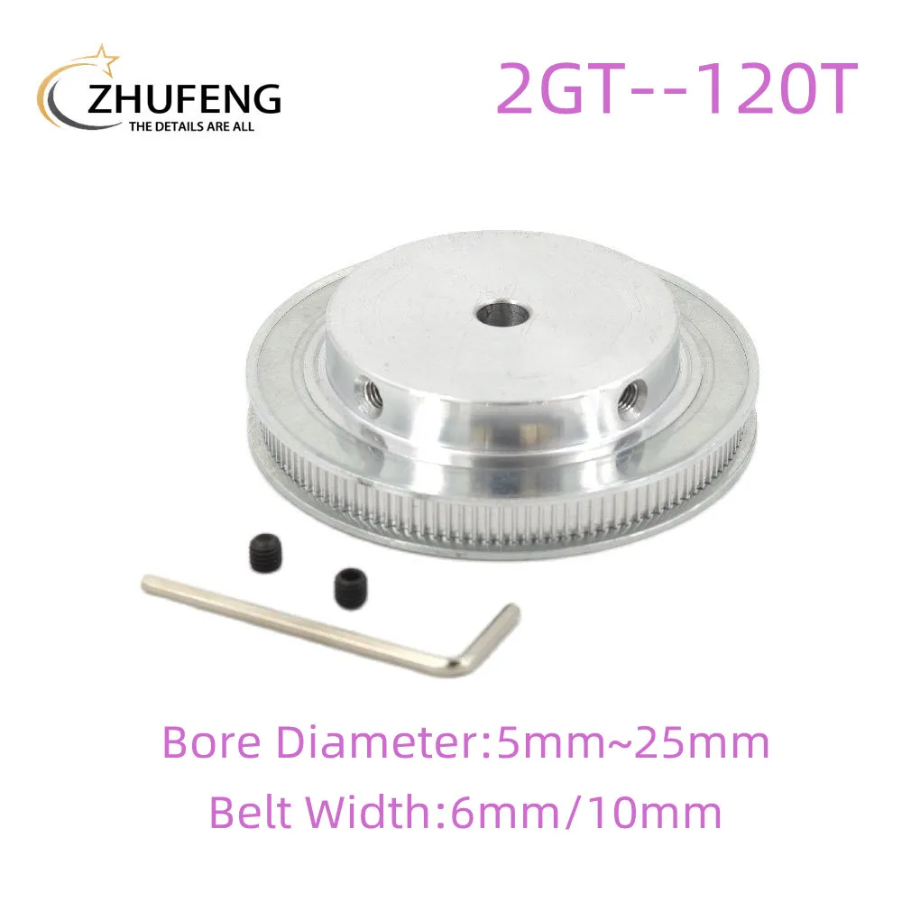 120 Teeth 2GT Timing Pulley Bore 5/6/6.35/8/10/12/12.7/14/15/16/17/19/20/22/25mm for GT2 Synchronous belt width 6/10mm 120Teeth