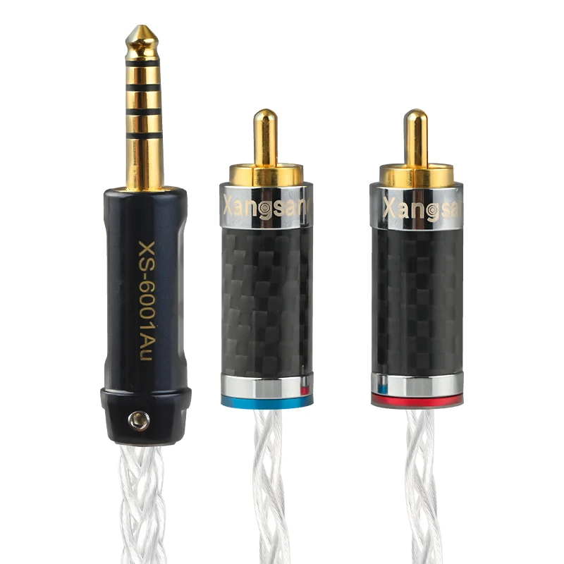 

New Headphone Balanced 4.4mm Male to 2 RCA 5N Single Crystal Copper Silver Plated Core Audio HiFi Cable