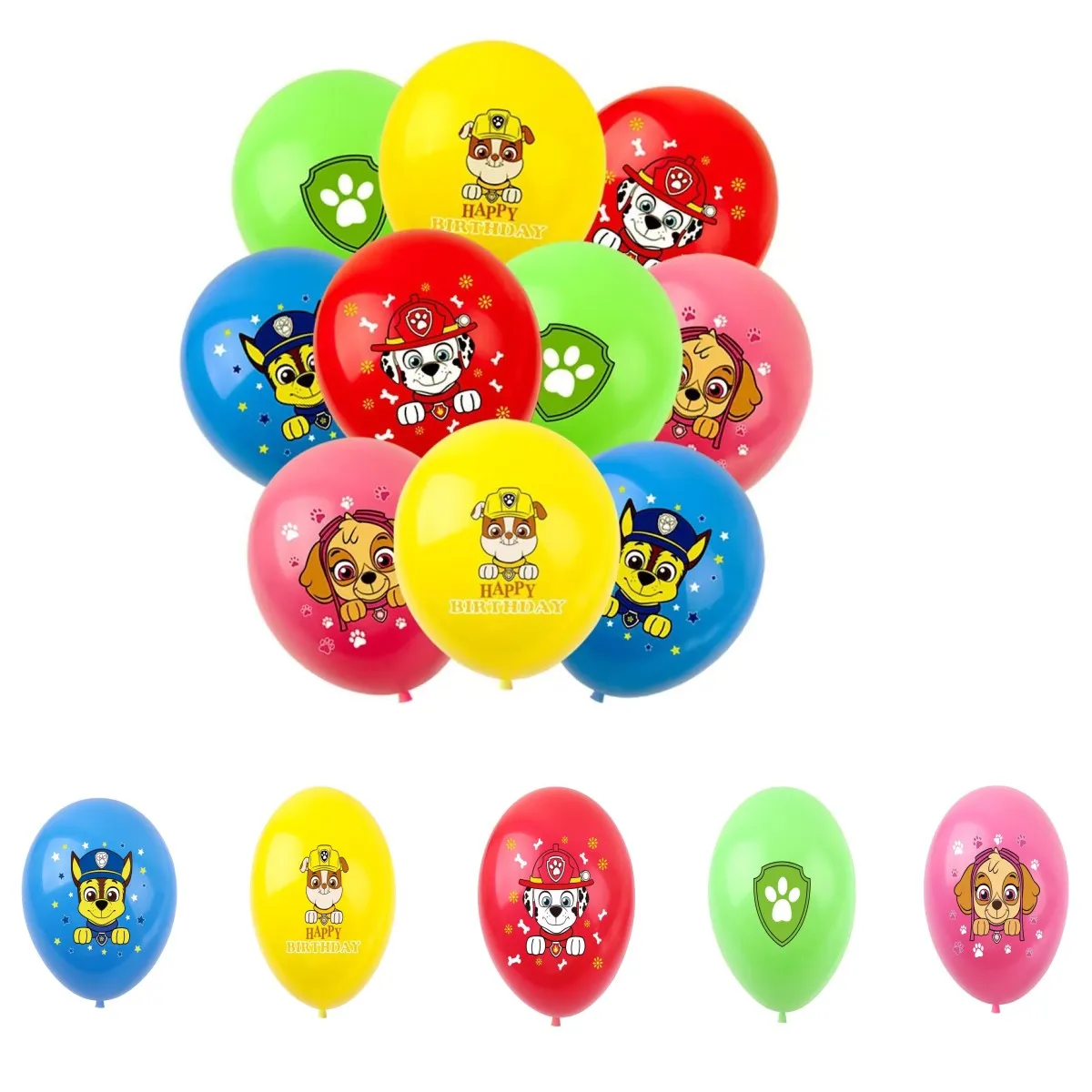 10 Uds. Globos de látex de la Patrulla Canina, decoraciones para fiestas, globos de Chase, Skye y Marshall para niños, suministros para fiestas de cumpleaños, juguetes de regalo