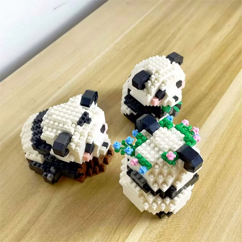 Micro Mini mattoncini a tema Panda giocattolo: figurine adorabili, regalo ideale, incoraggia il gioco creativo, promuove il dispositivo cognitivo