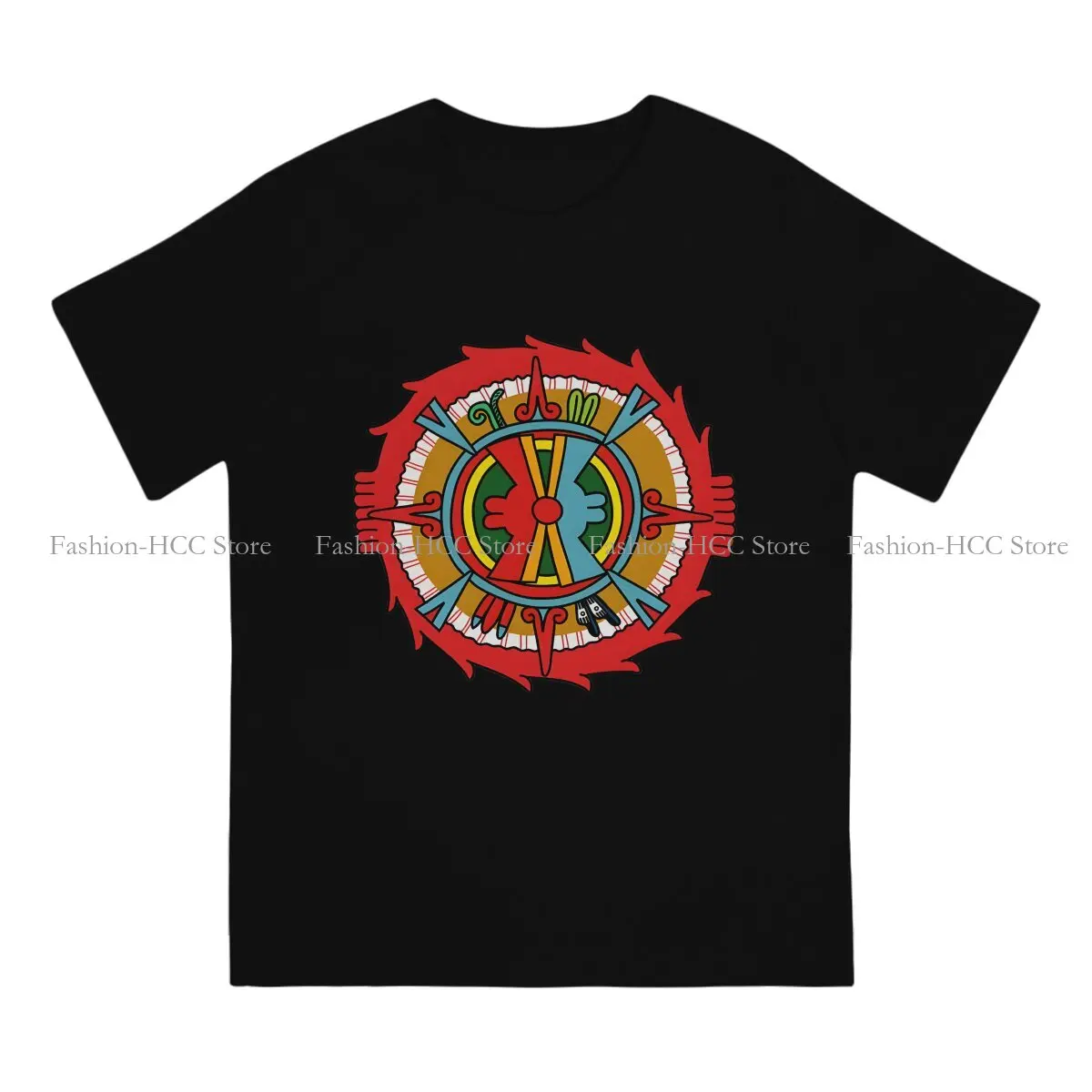 Ollin Tonatiuh Unique Polyester TShirt Aztec Abstract Art Top Quality Hip Hop T Shirt