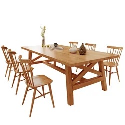 Solid Wood Dining Tables and Chairs Set Household Table Simple Rectangular Log Living Room Dining Room Large Dining Table Pine