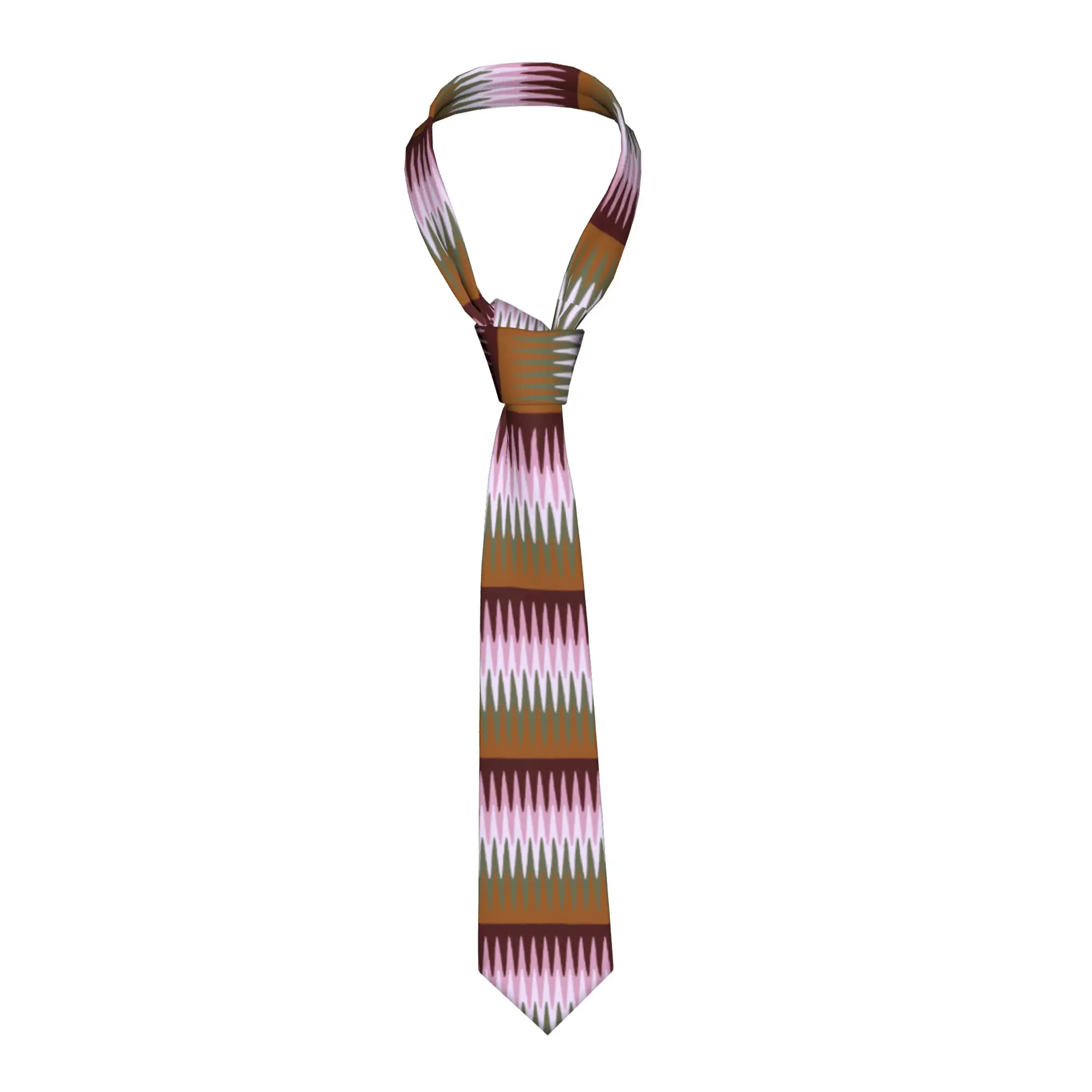 

Custom Boho Geometric Zig Zag Tie Men Fashion Silk Bohemian Multicolor Zigzag Neckties for Business