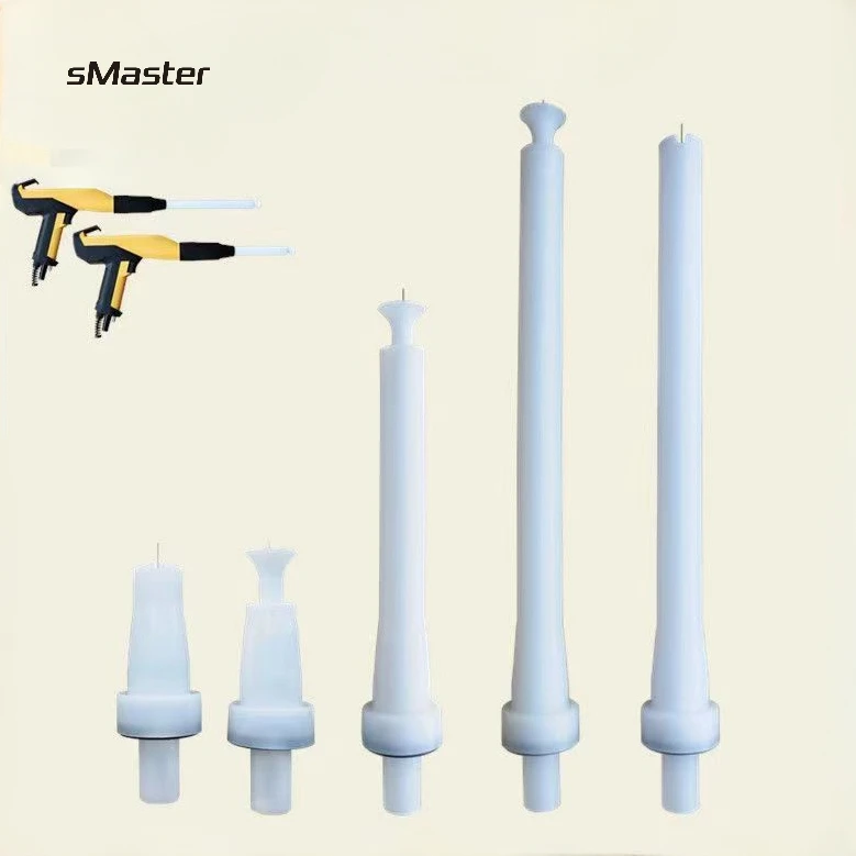 Smaster 2pcs  Powder electrostatic spray gun electric needle flat nozzle gun head long rod for GM03