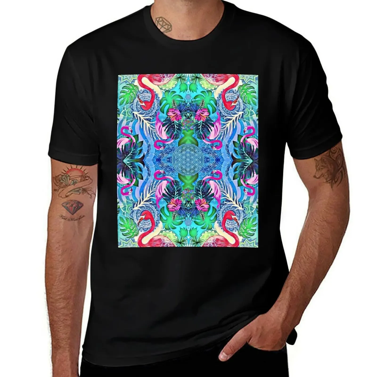 Trippy Flamingoes T-Shirt blue archive boys whites oversize t-shirts man tshirts for men