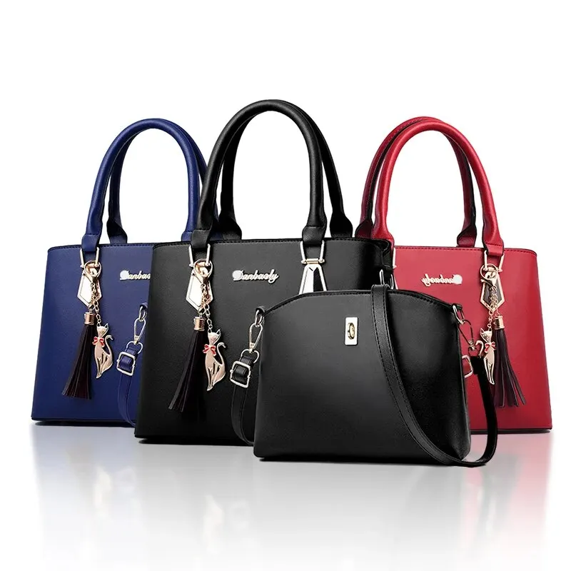 All-pu Two-piece WOMEN\'S Handbag Leather Large Capacity Daily Commuter WOMEN\'S Handbag Set Heavy Duty Multi-colored Glasses Mobi