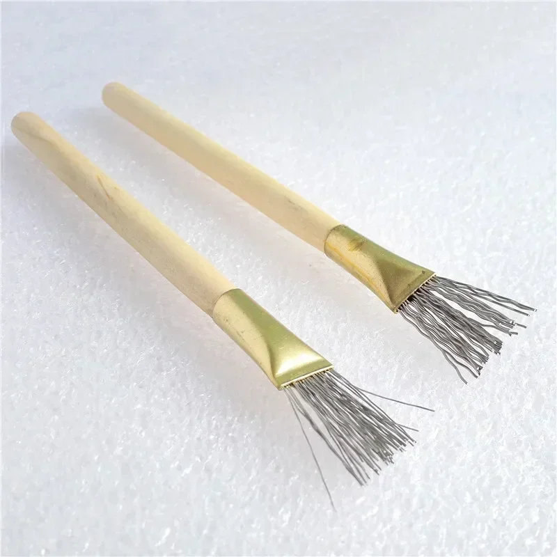 2Pcs Wooden Handle Thick/Thin Iron Wire Brush Clay Tool for Making Clay Doll Hair Model Hair Indentation Pen Art Supplies