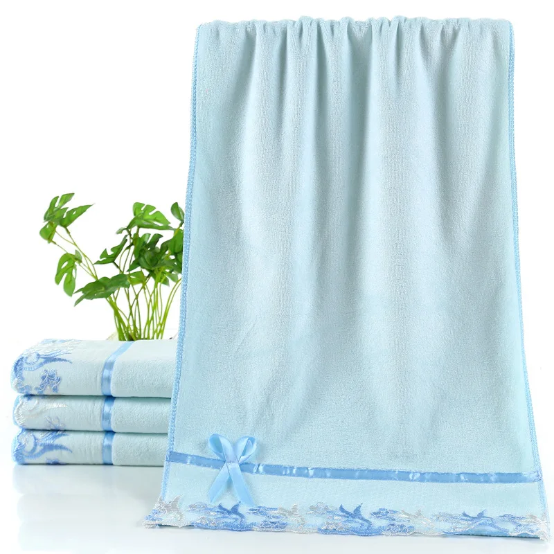 4pcs/Set Quick Dry Solid Microfiber Embroidered Towel Set Bath Towel 140x70cm (2pcs) Face Towel 75x35cm (2pcs) for Bathroom