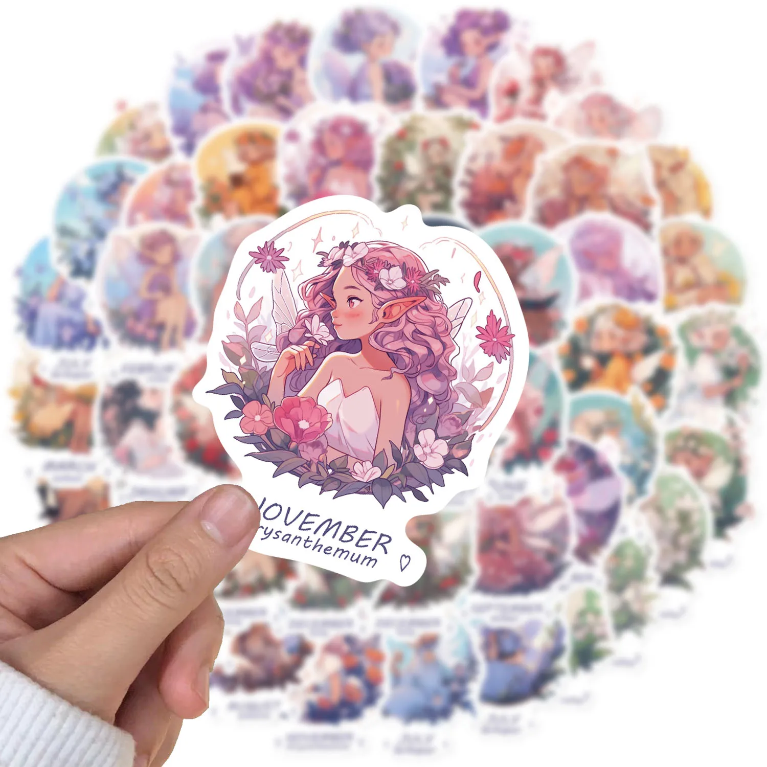 50PCS Cartoon Fairies Graffiti Waterproof Stickers DIY Scrapbook Travel Luggage Skate Computer Children's Toys Sticker Toy