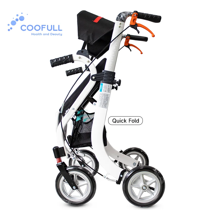 Coolfull Multifunctional Four Wheel Rollator Walker Custom OEM Aluminum Walking Aid Seat 100kg Capacity Global Medical
