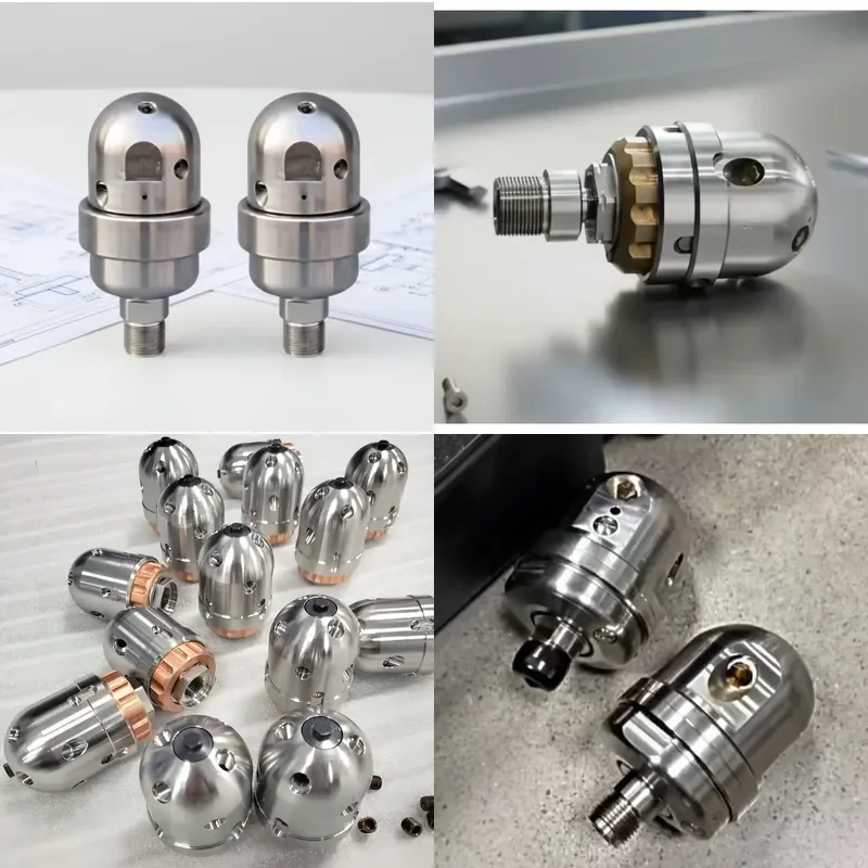 New High-Pressure 1500bar Stainless Steel Water Jetting Badger Nozzle 4 Inch Big Pipe Rotating Cleaning Head