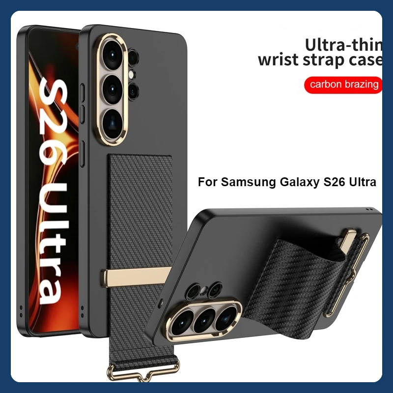 Case For Samsung Galaxy S26 Ultra GKK Shock Proof Ultra-Thin Wristband Kickstand Bracket Non-Slip Back Phone Cover