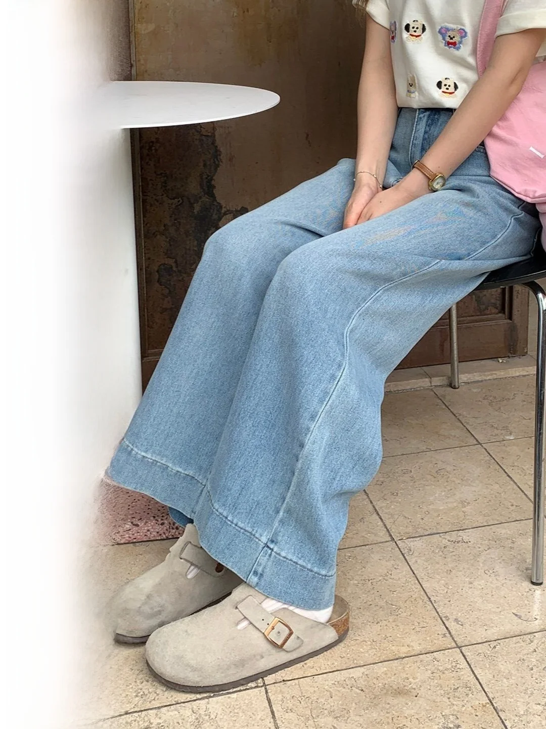 

Широкие прямые джинсы в стиле ретро, женские повседневные универсальные джинсы, весенний новый стиль, джинсы с высокой талией в корейском стиле, однотонные джинсы из денима