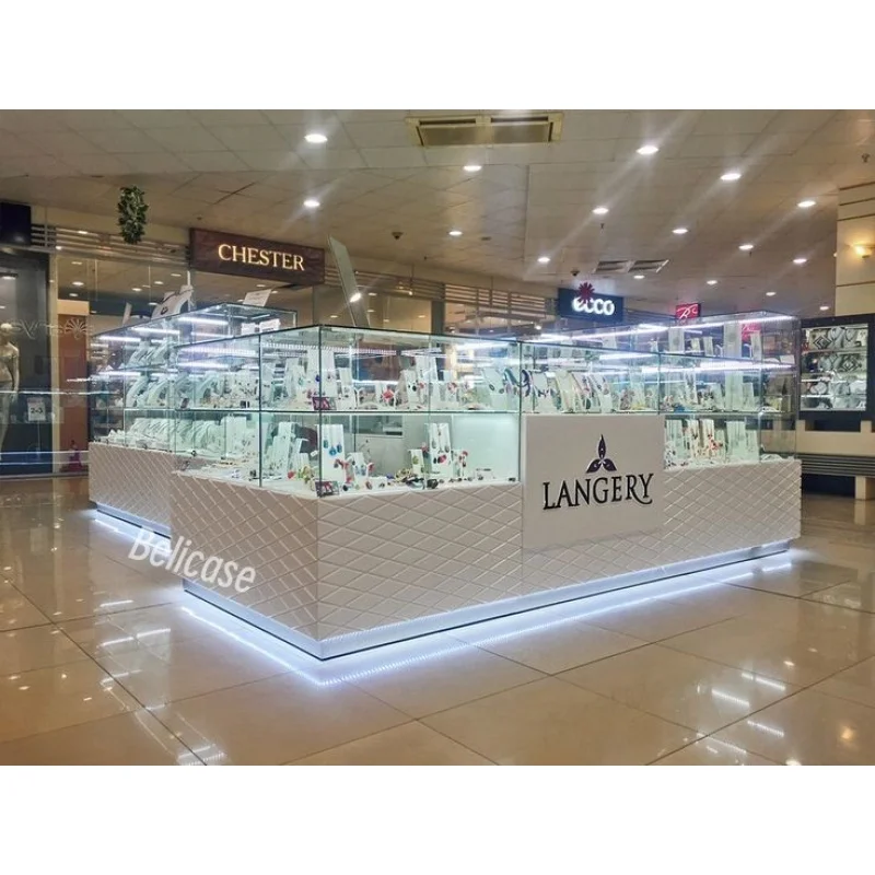 Custom Jewelry Store Counter Display Cabinet, Colar Showcase, High End Jóias Quiosques para Shopping