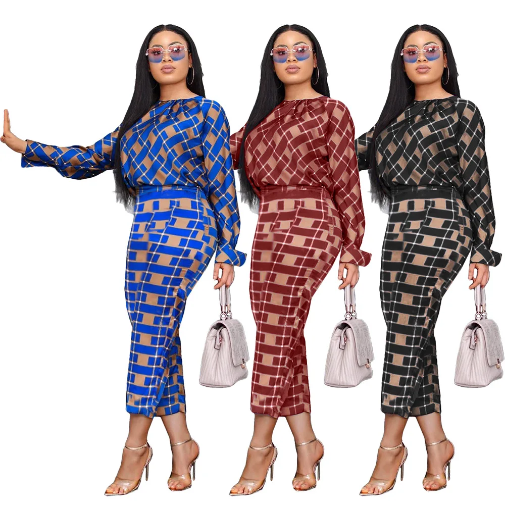 2 Piece Set New Style Classic Africa Clothes African Grid Dashiki Dashiki Fashion Suit Top And Trousers Party Africa Clothing