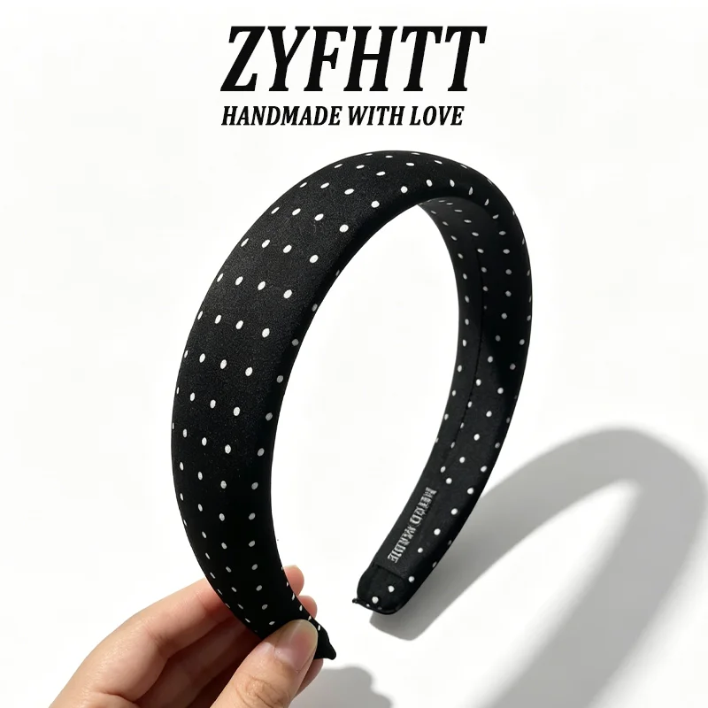 1/4 Stück ZYFHTT Schwarz-weiß gepunktetes Stirnband für Damen, breites Haarband, modisches Haarband zum Gesichtwaschen, Haarreifen, Haar-Accessoires – Detail 7