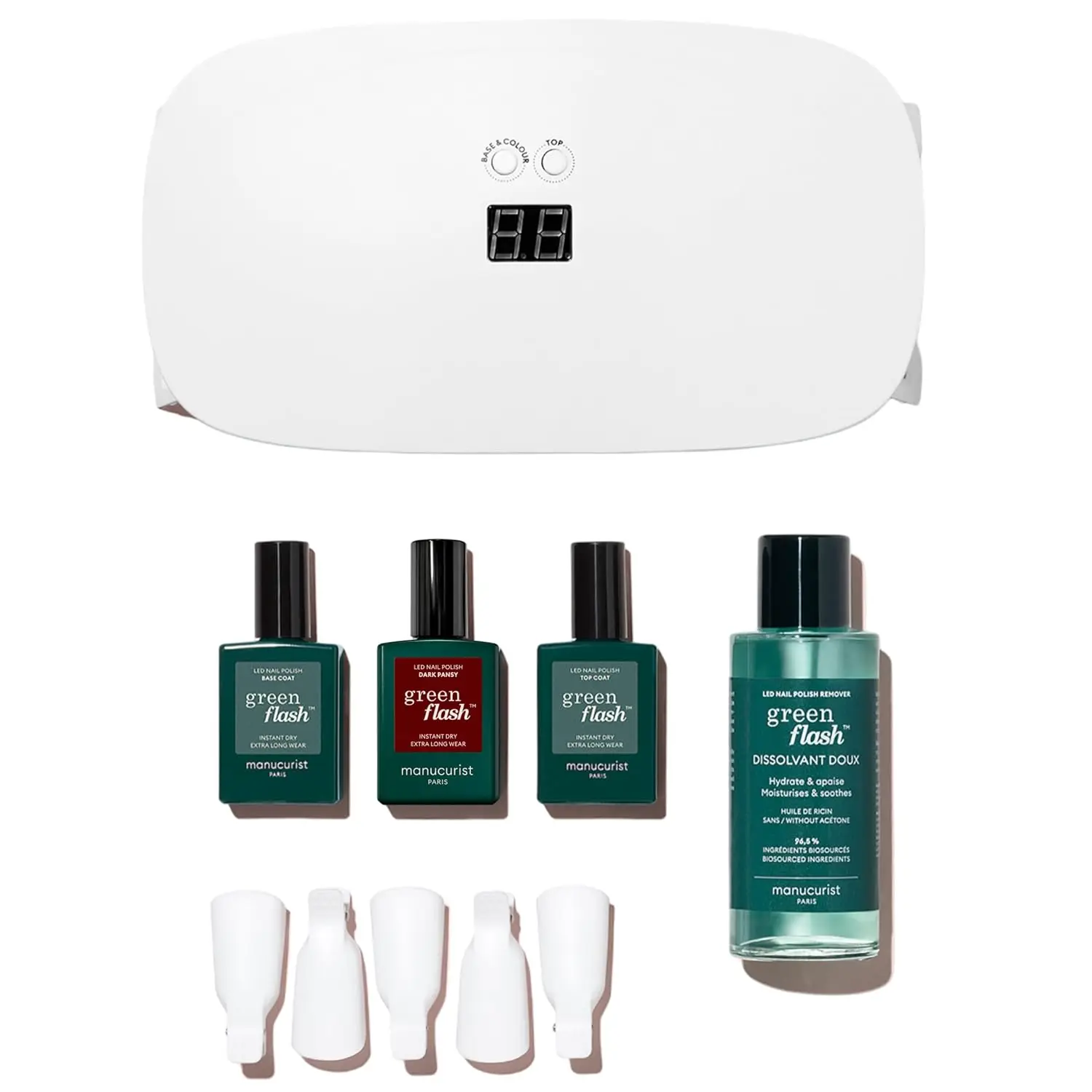 Kit de gel de uñas LED Green Flash Slim: lámpara de 24 W, base/capa superior, esmalte y removedor - Regalo de Navidad para mujeres