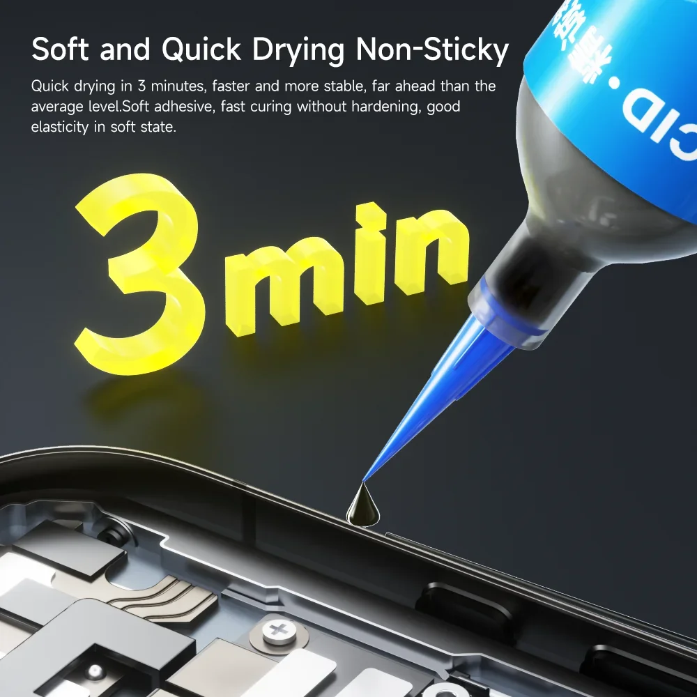 JCID Tough Process Adhesive 10/30ML with Needles Fast Drying NANO Glue for Electric Components Adhesion PAD Phones Screen PCB