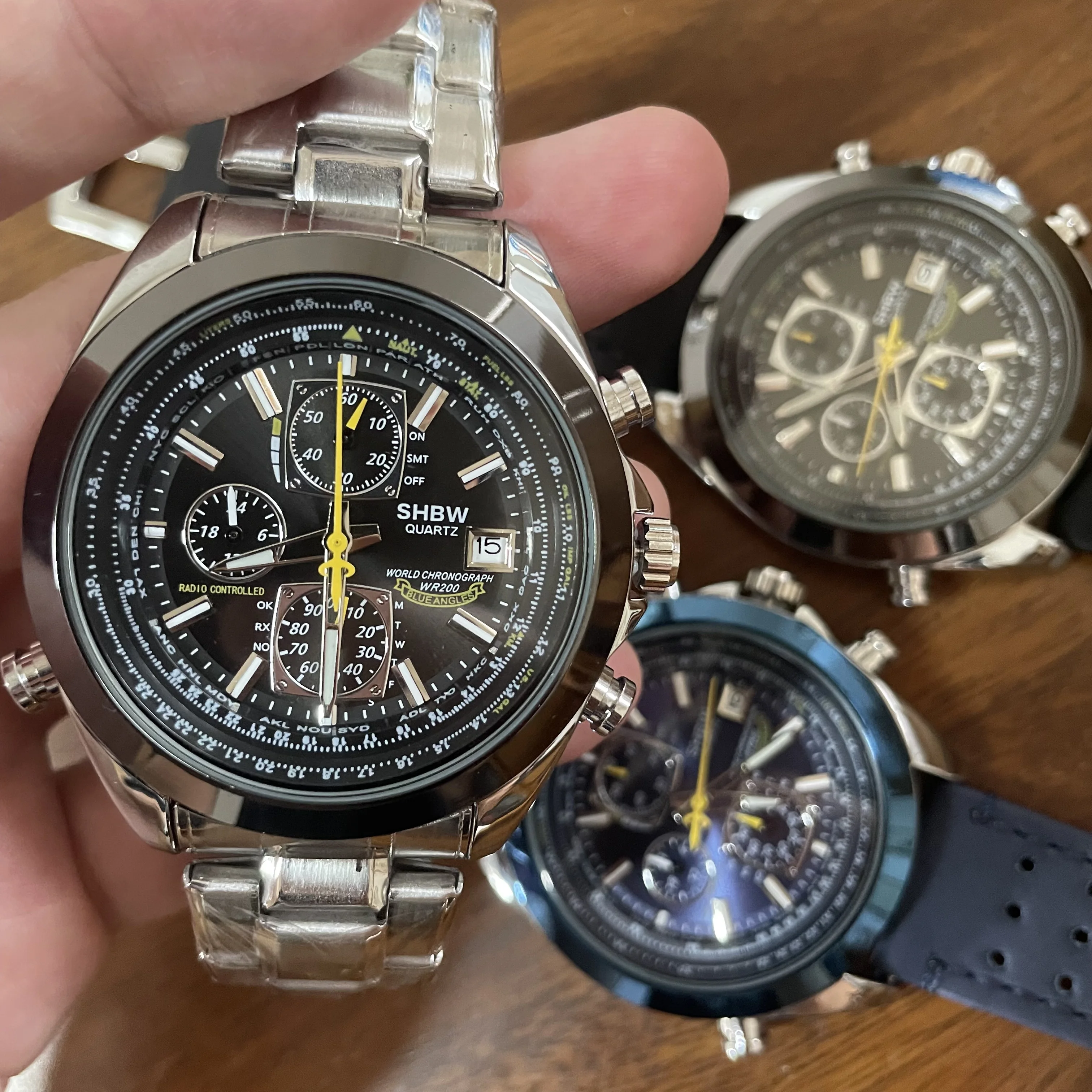 SHBW Orologio al quarzo da uomo Trend di lusso Calendario luminoso Orologio da polso automatico in acciaio crono multifunzione impermeabile