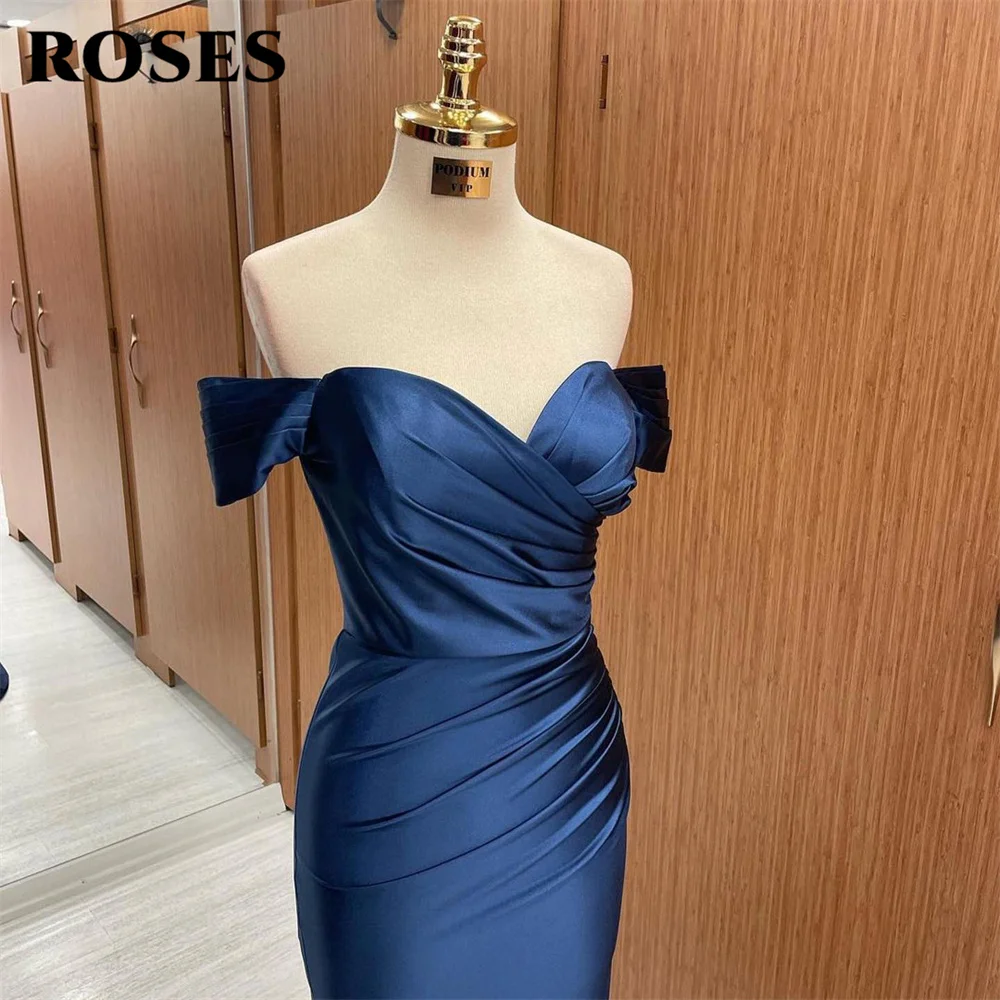 

ROSES Off The Shoulder Evening Dresses Stain Charming Prom Dress Mermaid Sexy Blue Party Dresses Custom Size vestidos de noche