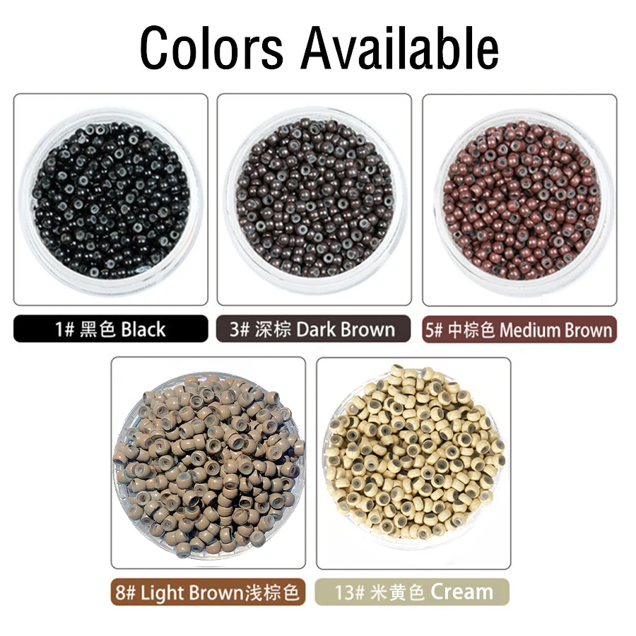 

1000pcs 3*2mm Nano Micro Link Tube Ring for Wig Hair Extensions Lined Beads Salon Tools Nanometer Beaded