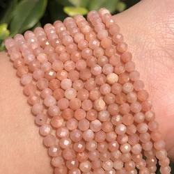 2/3/4mm Faceted Natural Sun Stone Quartz Beads Loose Sunstone Crystal Spacer Bead For Bracelets Necklaces Earring Jewelry Making