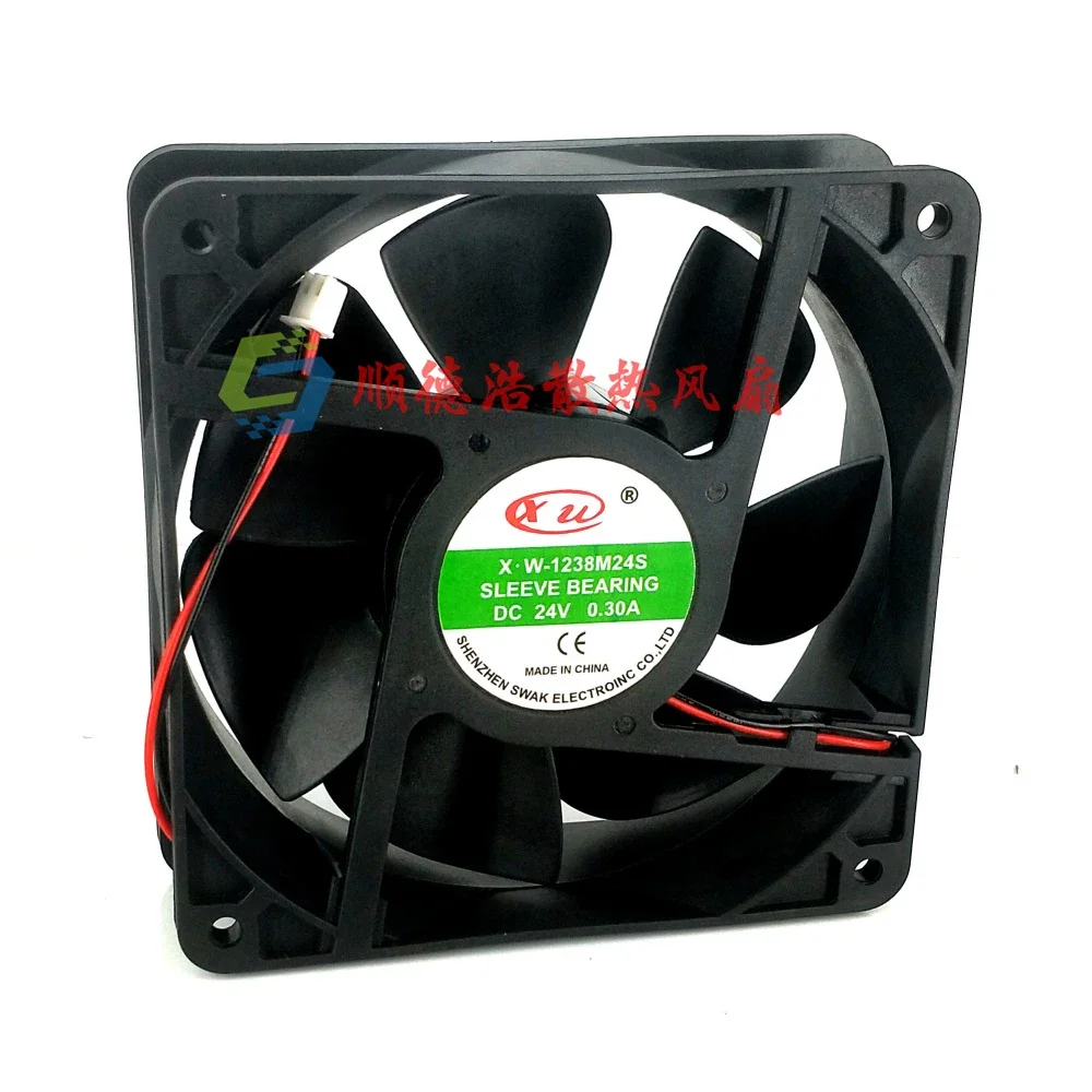 Free shipping X.W-1238M24S Inverter Cooling Fan DC 24V 0.3A 12038 12CM 120*120*38mm 2 Wires