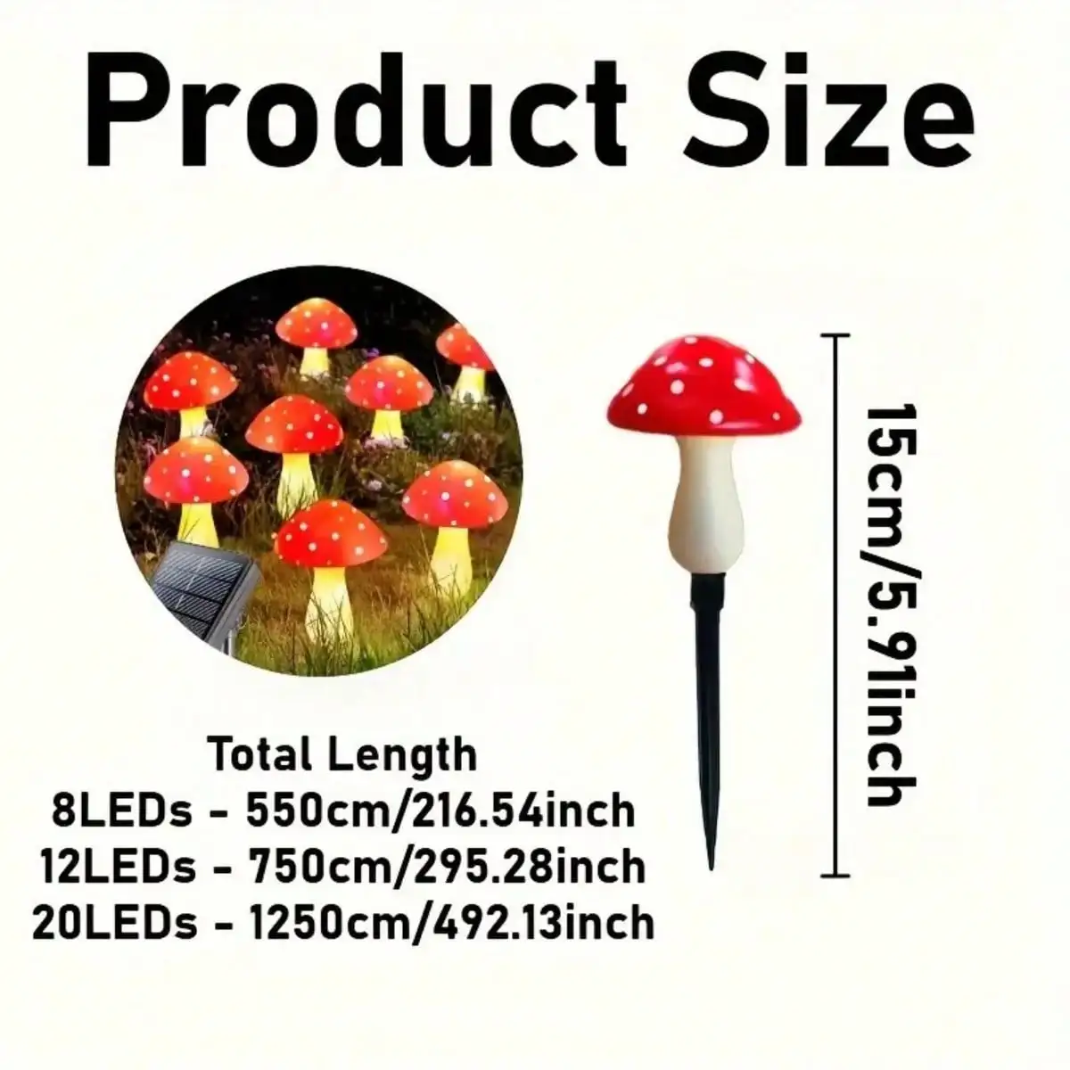 8/12/20pcs Solar Mushroom Lights, 8 Modes, Ground-Mounted Garden Holiday Decor