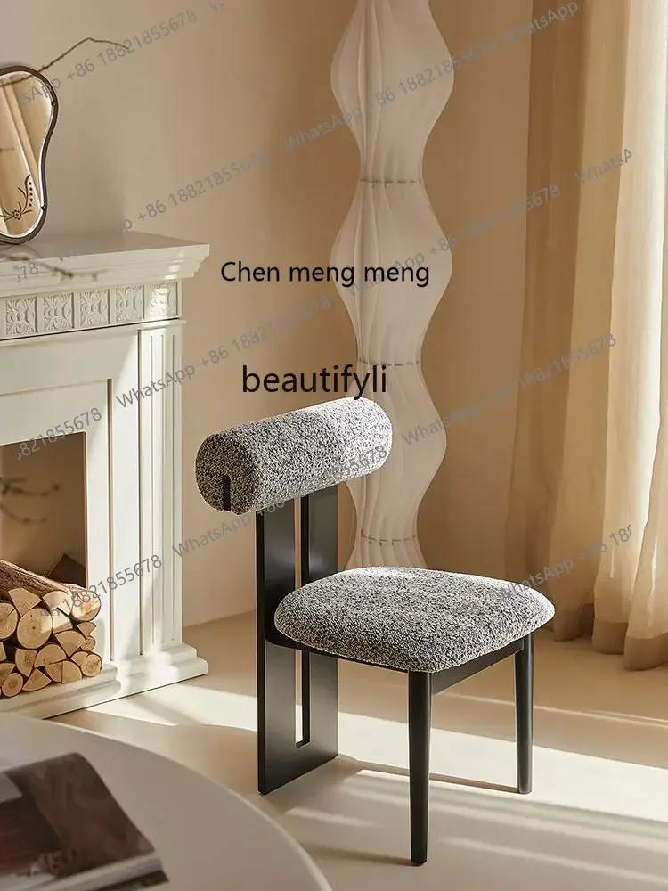 

A182 Light Luxury Solid Wood Soft Bag Dining Chair Retro Domestic Restaurant Armchair Small Apartment Mid-Ancient Chair