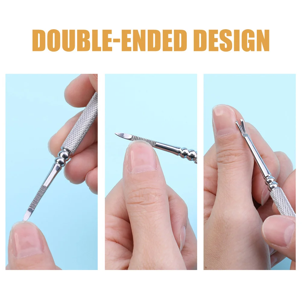 

3Pcs Professional Nail Dead Skin Forks Cuticle Remover Tool Kit for Manicure Pedicure Healthy Nail Maintenance Stylish Glossy