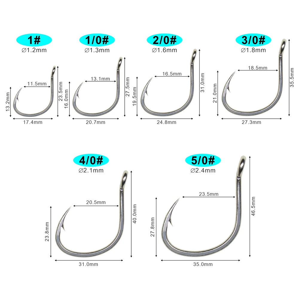 ICERIO 10PCS Matte Tin Coating Anti-Corrosion Saltwater Fish Hooks Spade end handle design For Assist Jigging Lure Hook 1/0-5/0#