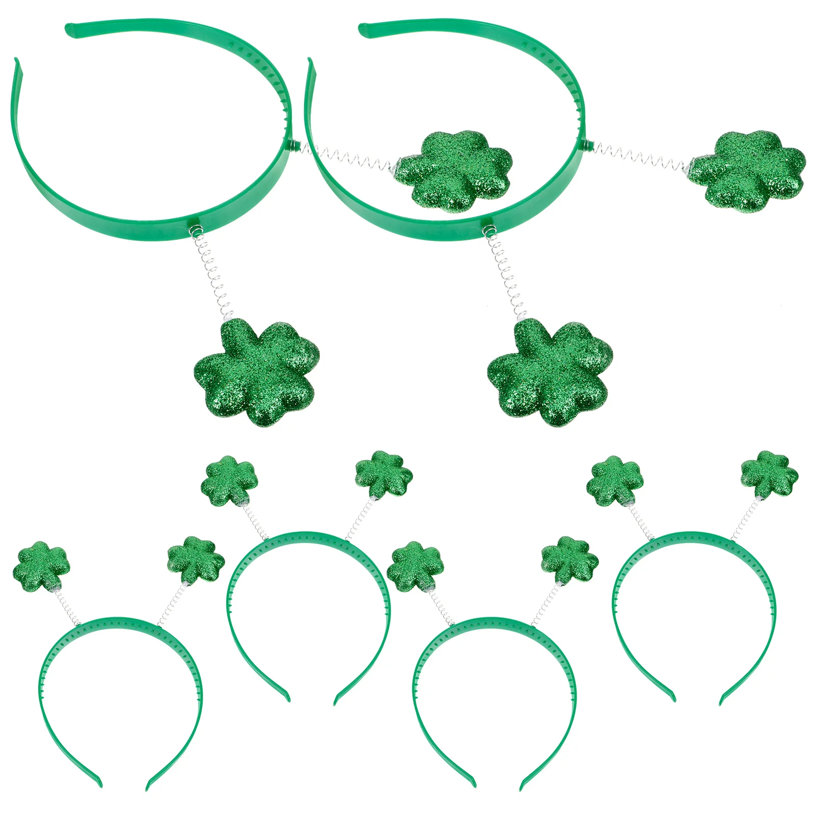

6 pcs Green Shamrock Hair Accessories Lucky Headband Party Costume Festive Clover Headdress Saint Patrick Theme Holiday