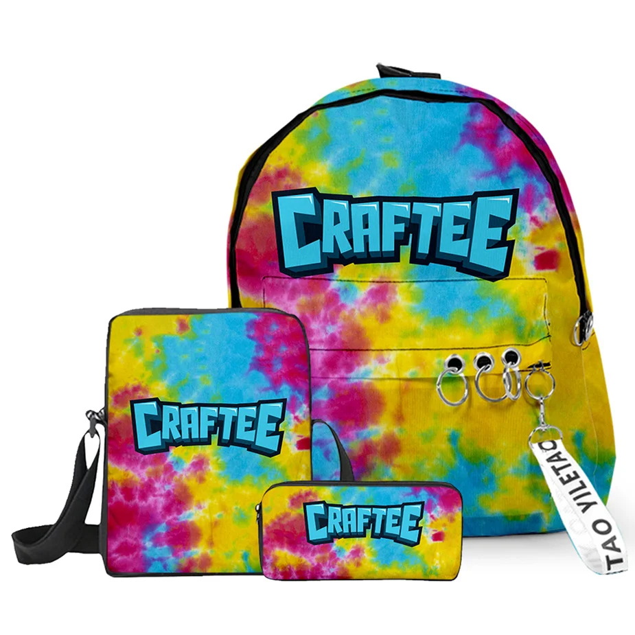 Anime Craftee Face Tie dye School Backpack Laptop Backpack Boys Girls Teens School Bag Travel Bag Mochila Shoulder Bag