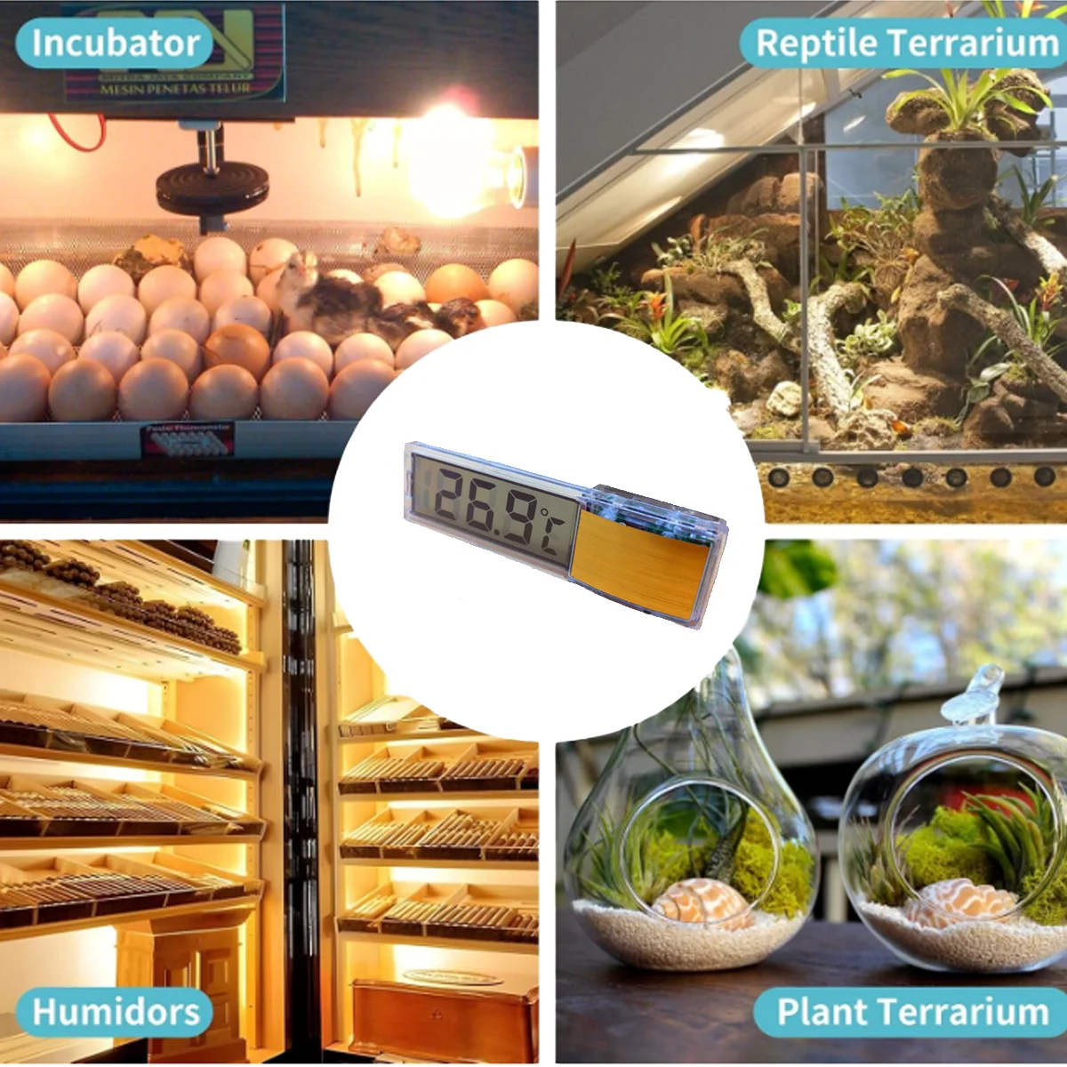 LCD 3D Digital Electronic Aquarium Temperature Gauge Aquarium Thermometer Temperature Control Accessories