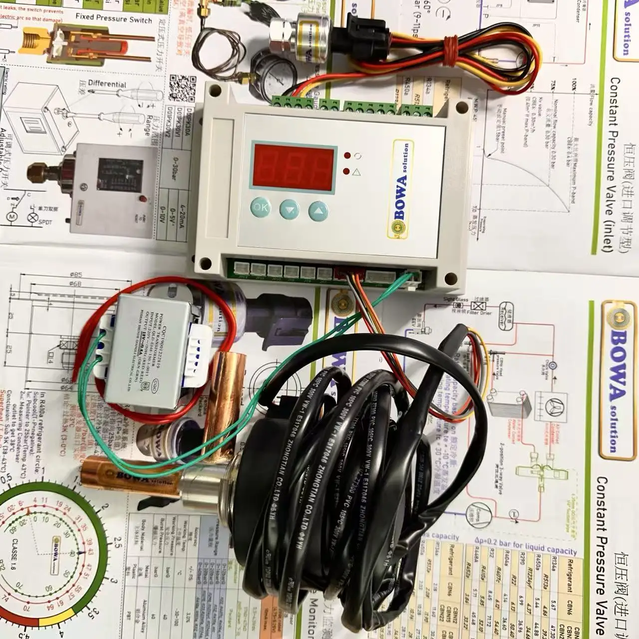 منظم ضغط الرأس القابل للتعديل 1m3/h kv هو تصميم رائع لمكثفات سخان المضخة الحرارية R410a/R32 ومكيفات الهواء