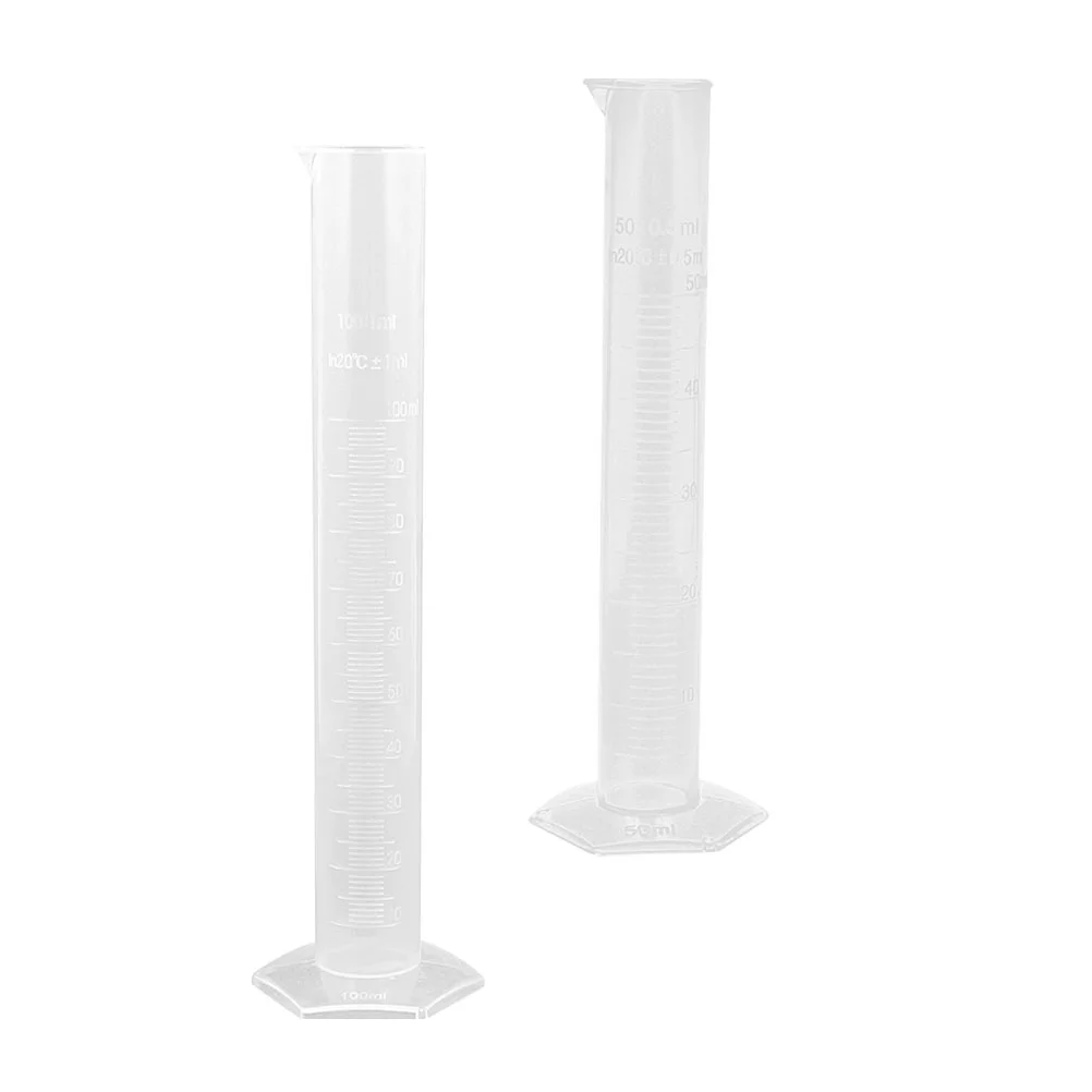 2 Pcs Measuring Cup Laboratory Cylinder Plastic Graduated for Chemistry with Scale Professional Supplies Test Tube Practical