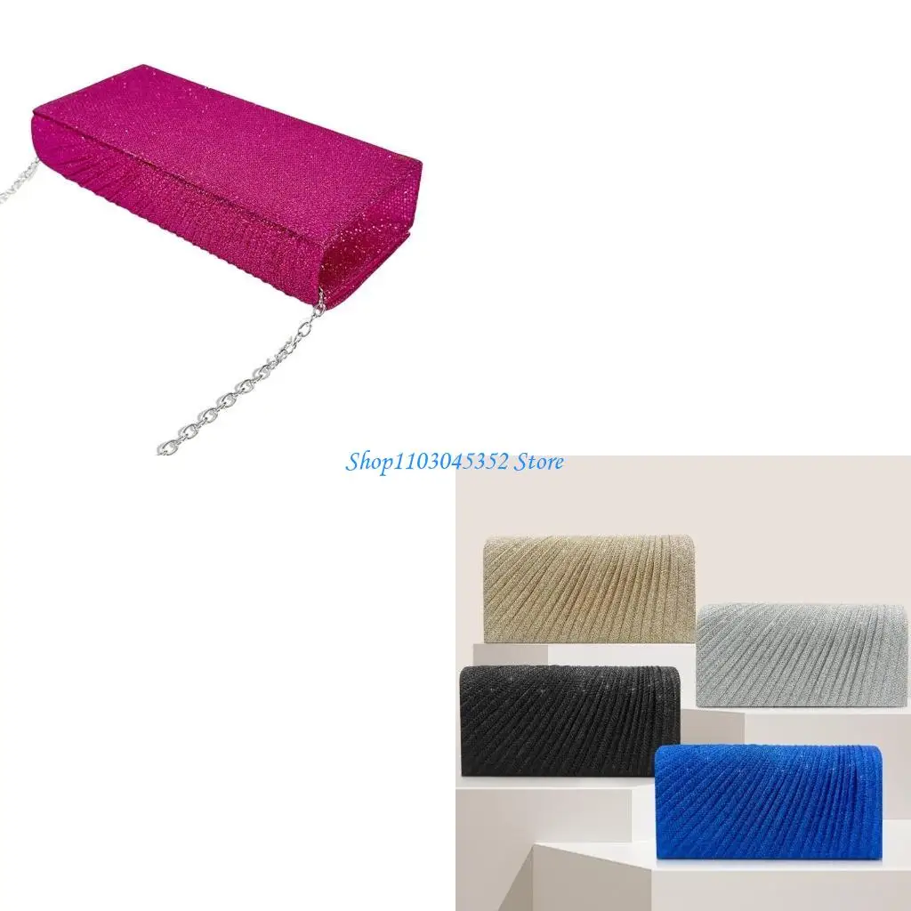 

Elegant Evening Clutch Purse Sparkling Party Pleated Handbag Women Formal Party Clutch Bags for Weddings and Parties
