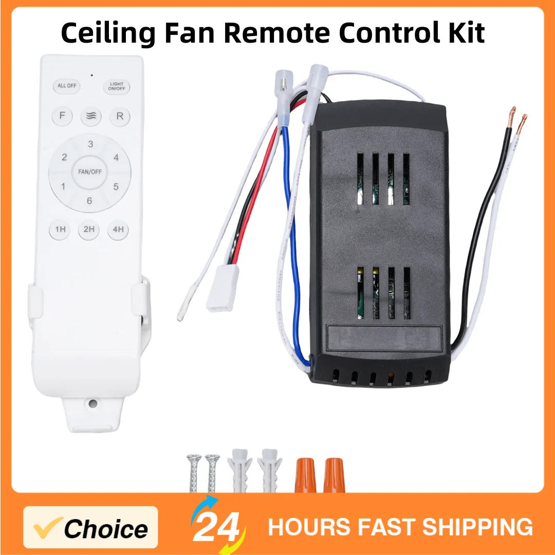

Универсальный комплект дистанционного управления потолочным вентилятором, 6-скоростной контроллер освещения потолочного вентилятора постоянного тока, приемник с таймером, сменные аксессуары из АБС-пластика