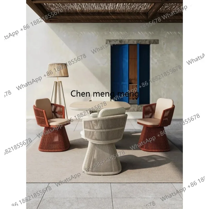 Outdoor tables and chairs Courtyard Hotel Terrace Garden Balcony Rotatable single chair Balcony three-piece set E136