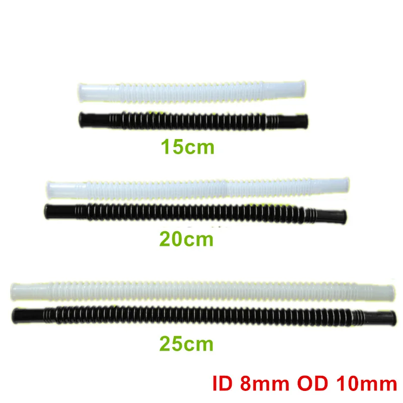 2pcs/lot PA11 ID8 OD10 15/20/25CM White/black Color Plastic Nylon tube corrugated pipe for fuel pump