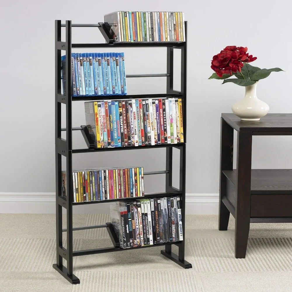 Holds Up to 230 CDs or 150 DVDs, Contemporary Wood & Metal Design with Wide Feet for Greater Stability,  In Espresso