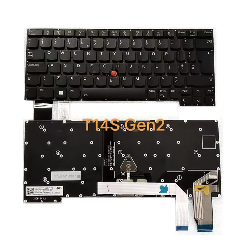 

Black Color UK Layout Backlight Backlit Keyboard For Lenovo ThinkPad T14s Gen2 P1 Gen4 X1 Extreme